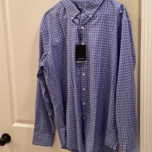 Bugatchi long sleeve button up dress shirt blue plaid new with tags XL